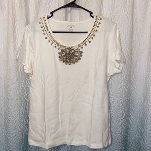 White Beaded Tee